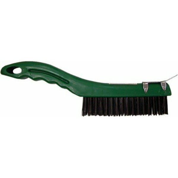 Dynamic Paint Products Dynamic 10 in. 4 x 16 Row Plastic Shoe Handle Tempered Steel Wire Brush w/ Scraper 01025